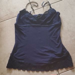 Arden B navy lace trimmed tank top